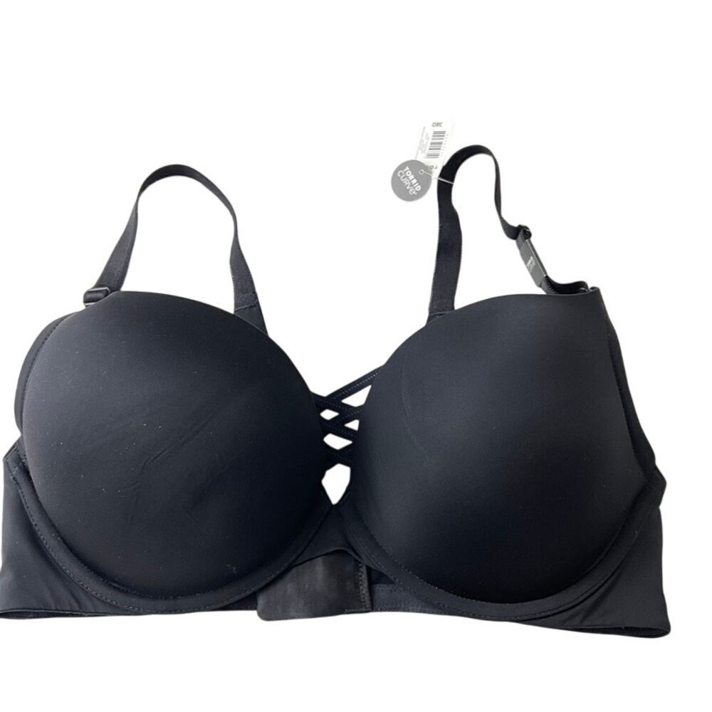 Torrid XO Plunge Push Up 360 Back Smoothing Bra Black Size 38D NEW